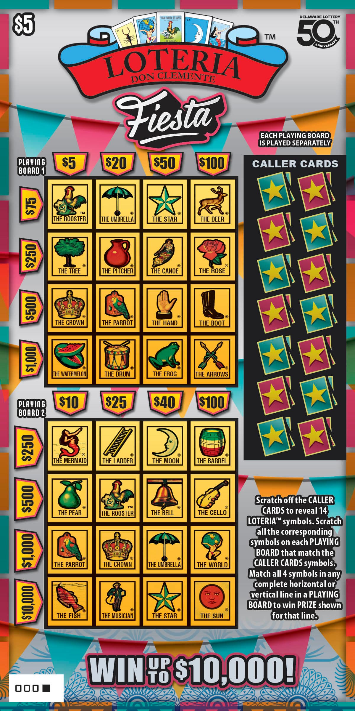 Loteria Fiesta scratch-off ticket