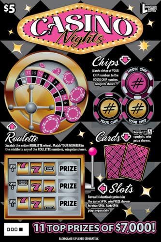 CASINO Nights scratch-off ticket