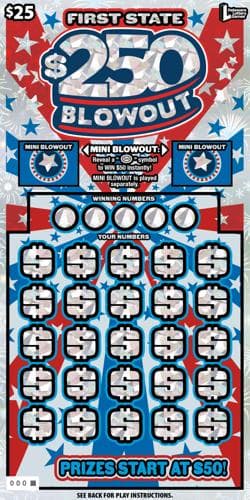 FIRST STATE $250 BLOWOUT scratch-off ticket