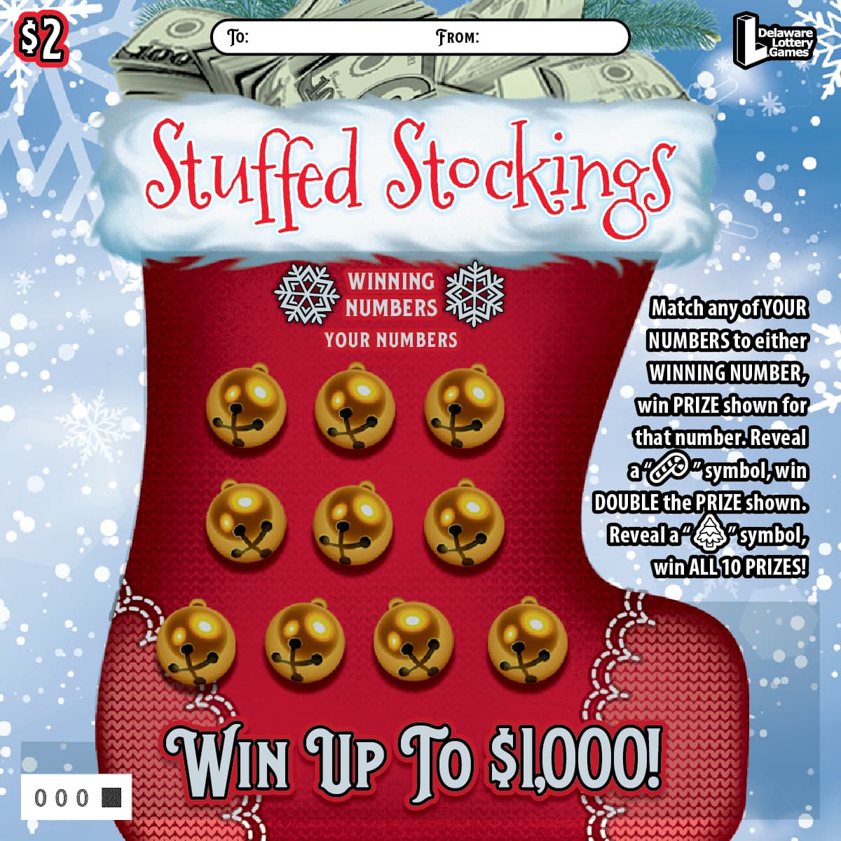 Stuffed Stockings scratch-off ticket