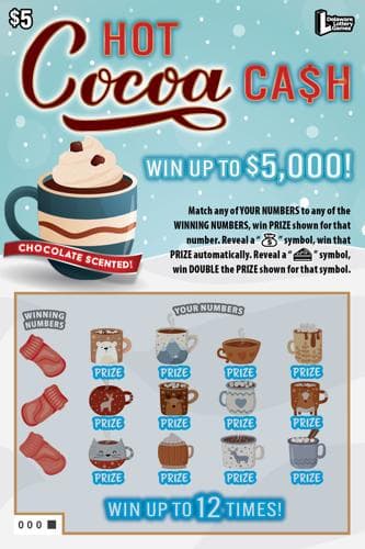 Hot Cocoa Cash scratch-off ticket