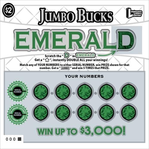 Jumbo Bucks Emerald scratch-off ticket