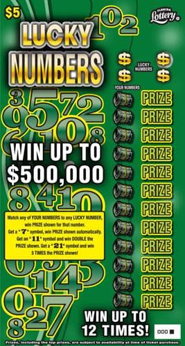 LUCKY NUMBERS scratch-off ticket