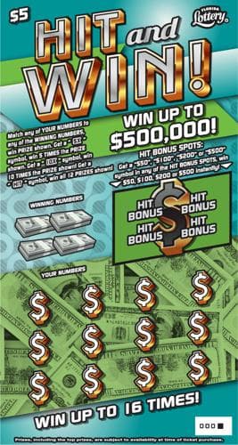 HIT AND WIN! scratch-off ticket