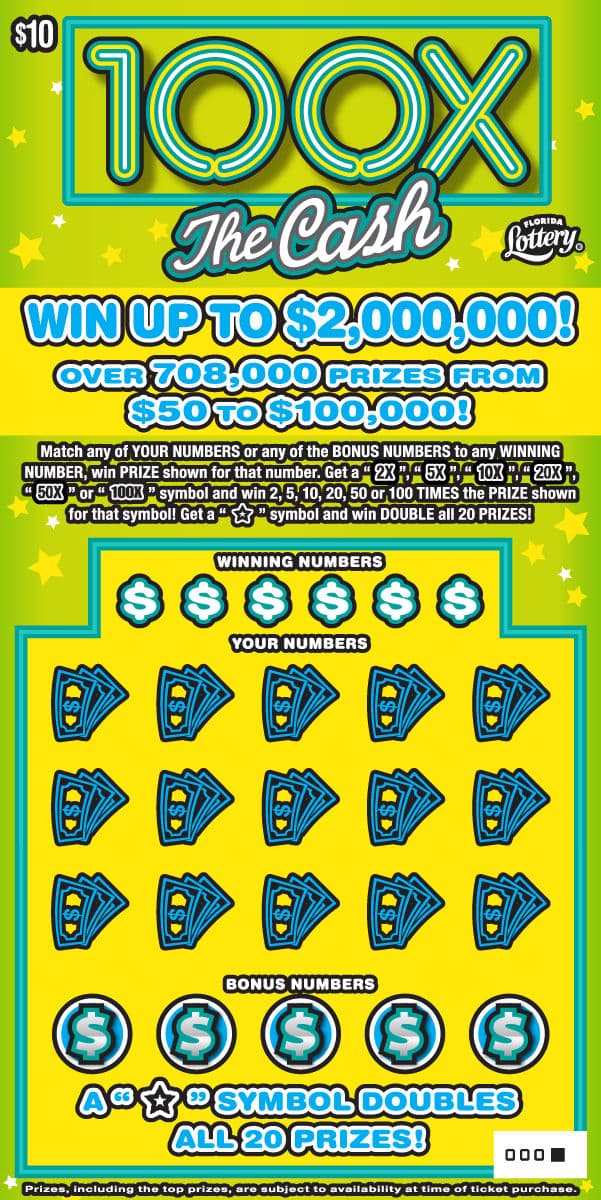 100X THE CASH scratch-off ticket