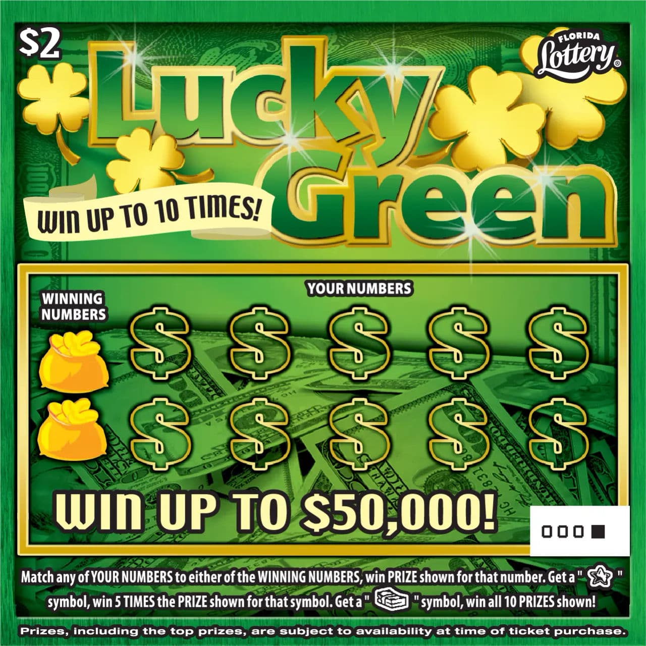 LUCKY GREEN scratch-off ticket