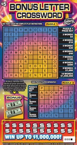 BONUS LETTER CROSSWORD scratch-off ticket