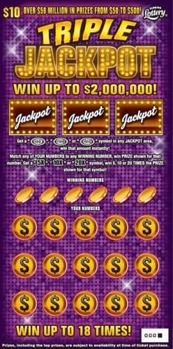TRIPLE JACKPOT scratch-off ticket
