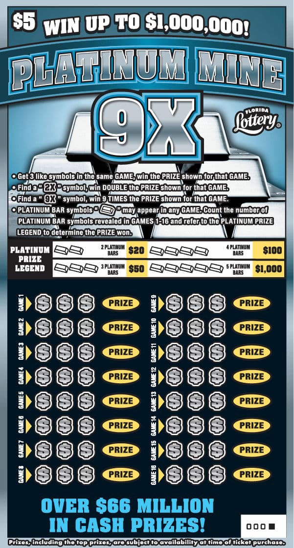 PLATINUM MINE 9X scratch-off ticket