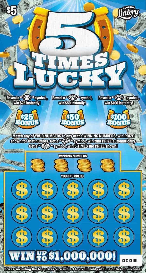 5 TIMES LUCKY scratch-off ticket