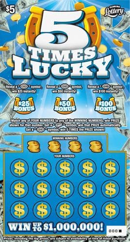 5 TIMES LUCKY scratch-off ticket