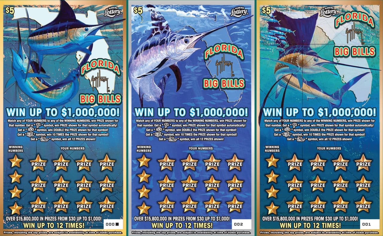 GUY HARVEY © $1,000,000 FLORIDA BIG BILLS scratch-off ticket