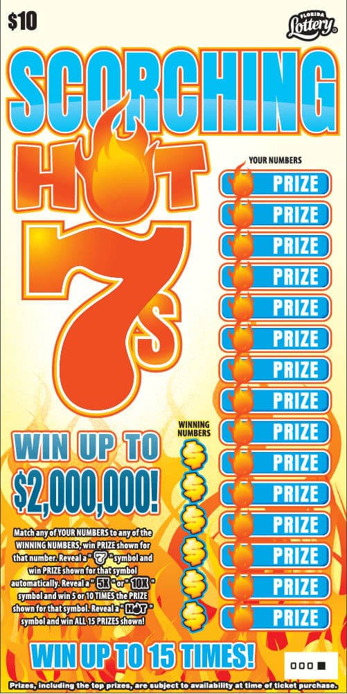 SCORCHING HOT 7S scratch-off ticket