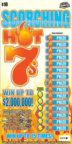 SCORCHING HOT 7S scratch-off ticket