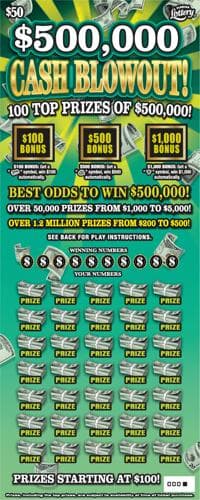 $500,000 CASH BLOWOUT! scratch-off ticket