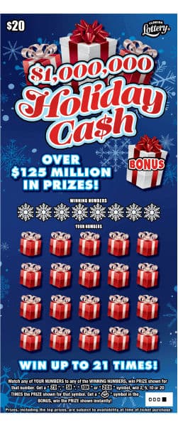 $1,000,000 HOLIDAY CA$H scratch-off ticket