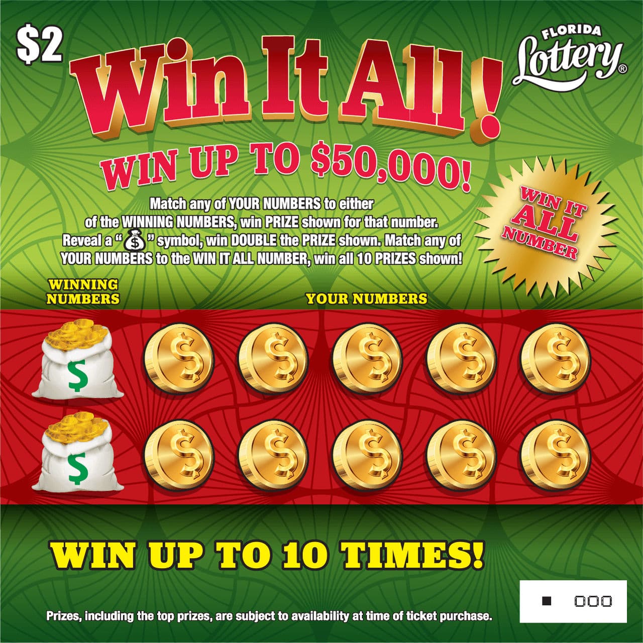 WIN IT ALL! scratch-off ticket