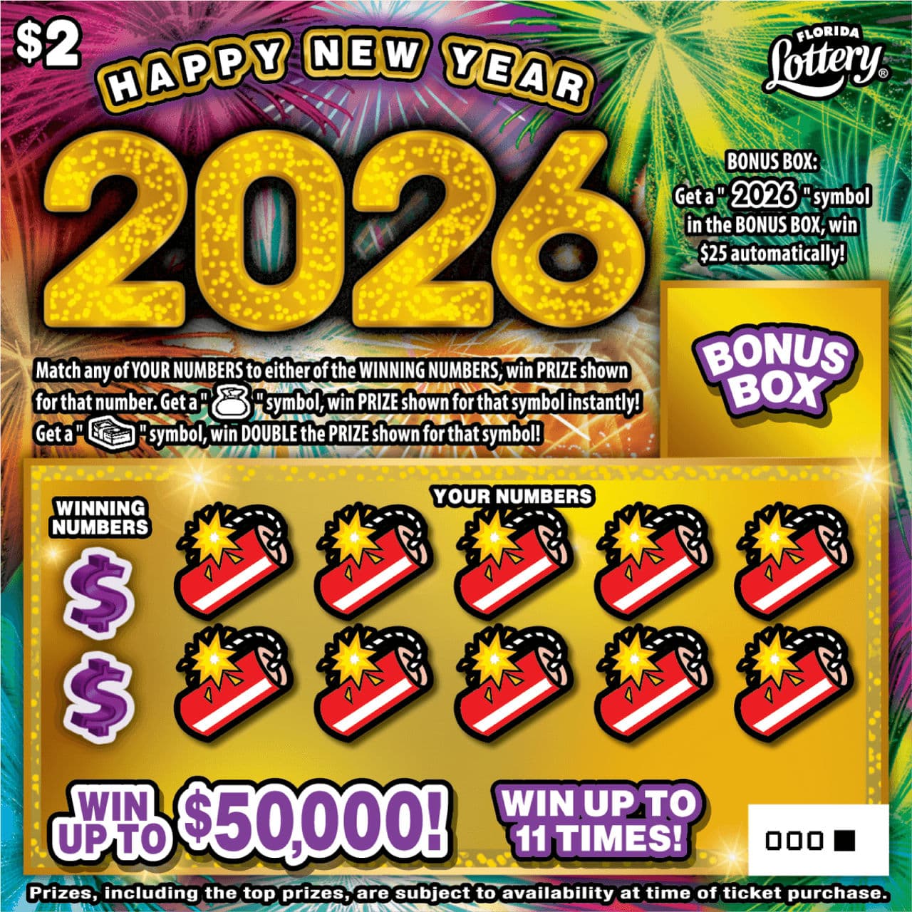 HAPPY NEW YEAR 2026 scratch-off ticket