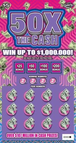 50X THE CASH scratch-off ticket