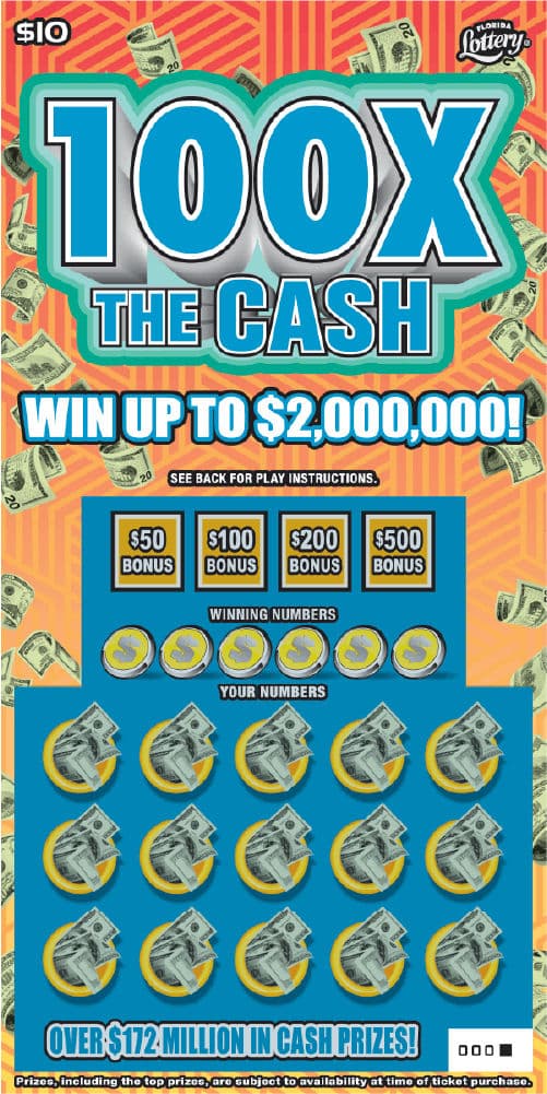 100X THE CASH scratch-off ticket