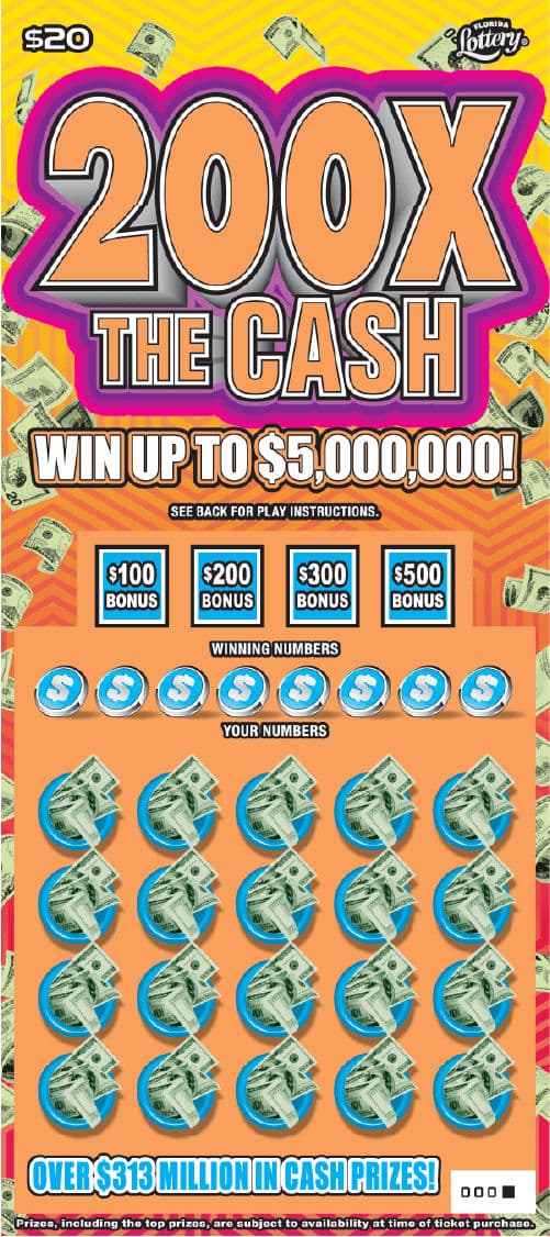 200X THE CASH scratch-off ticket