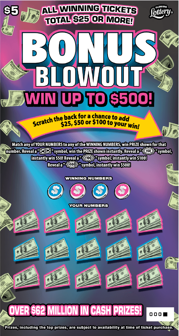BONUS BLOWOUT scratch-off ticket