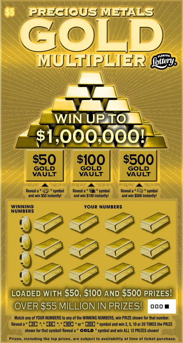 Precious Metals Gold Multiplier scratch-off ticket