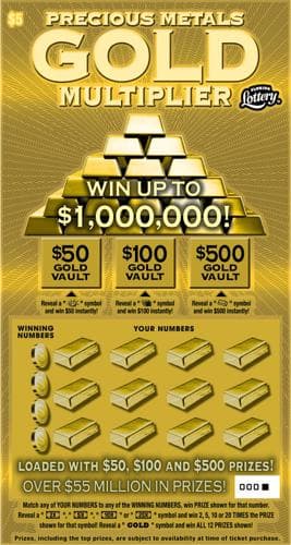 Precious Metals Gold Multiplier scratch-off ticket