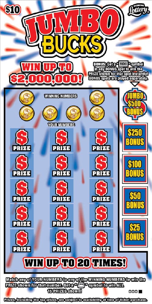JUMBO BUCKS scratch-off ticket