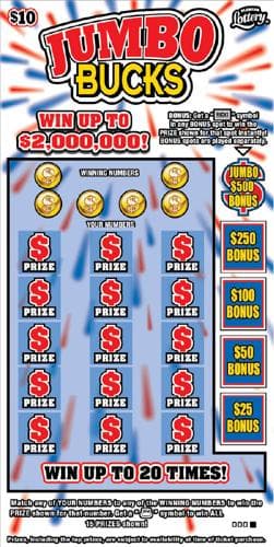 JUMBO BUCKS scratch-off ticket