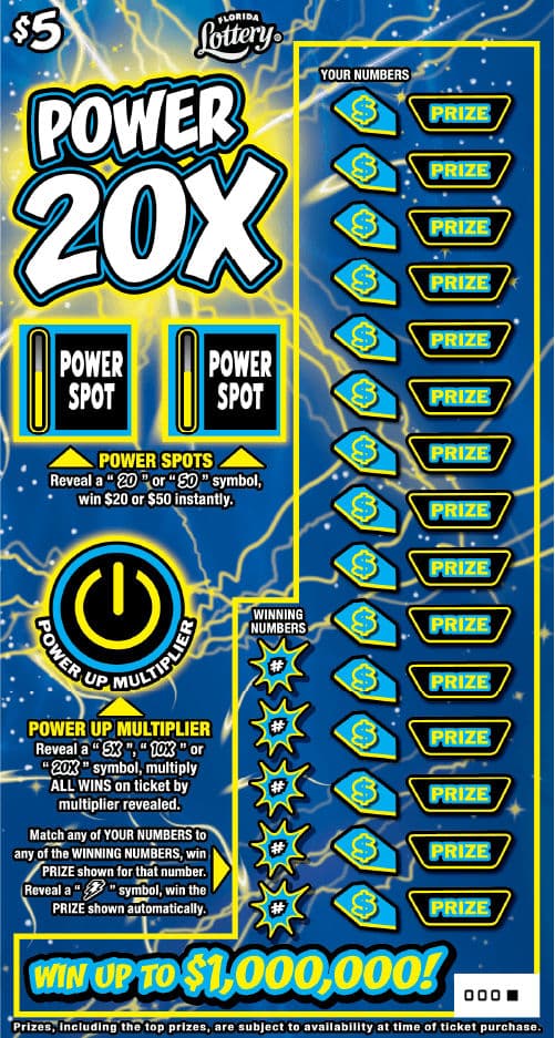 POWER 20X scratch-off ticket