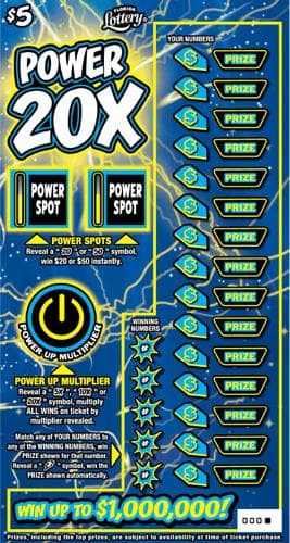 POWER 20X scratch-off ticket