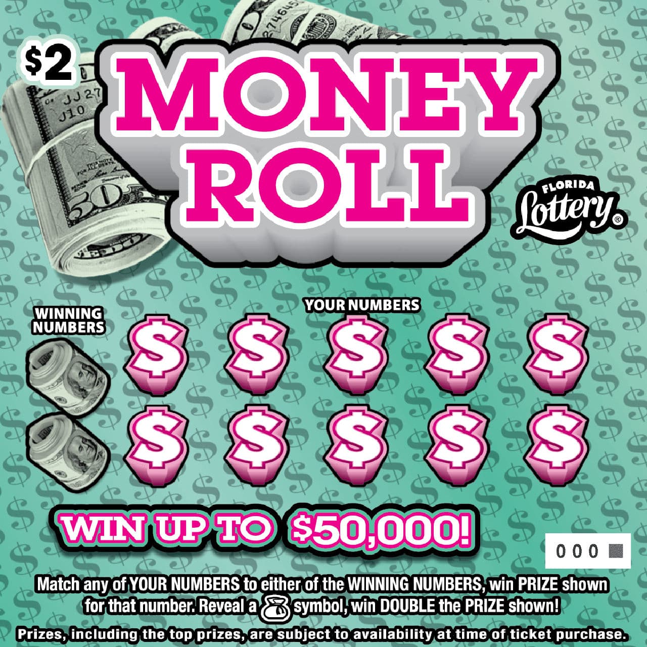 Money Roll scratch-off ticket