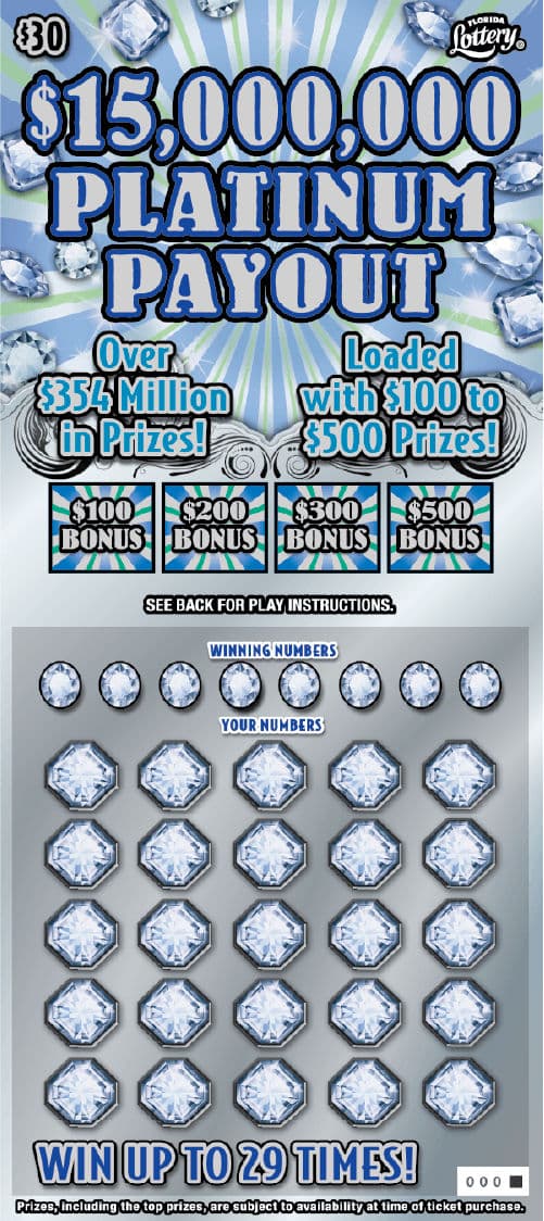 $15,000,000 Platinum Payout scratch-off ticket