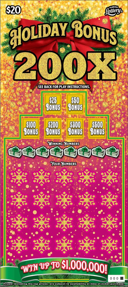 Holiday Bonus 200X scratch-off ticket