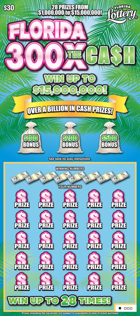 FLORIDA 300X THE CASH scratch-off ticket