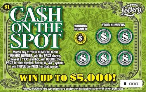 CASH ON THE SPOT scratch-off ticket