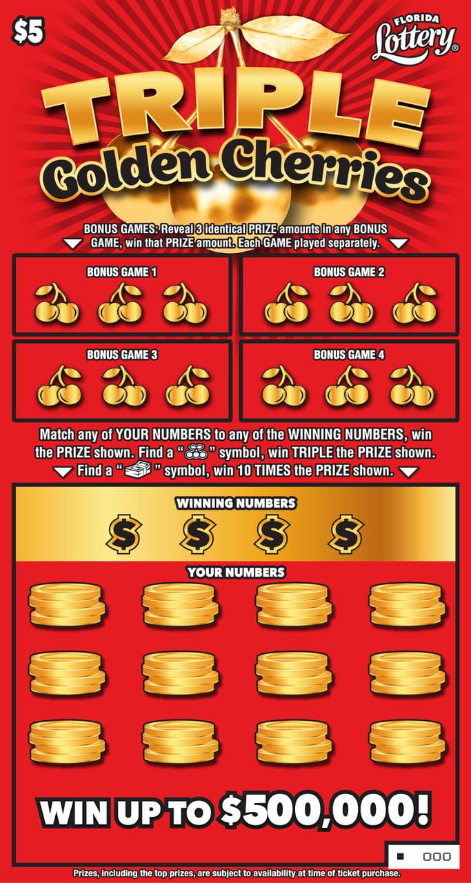 TRIPLE GOLDEN CHERRIES scratch-off ticket
