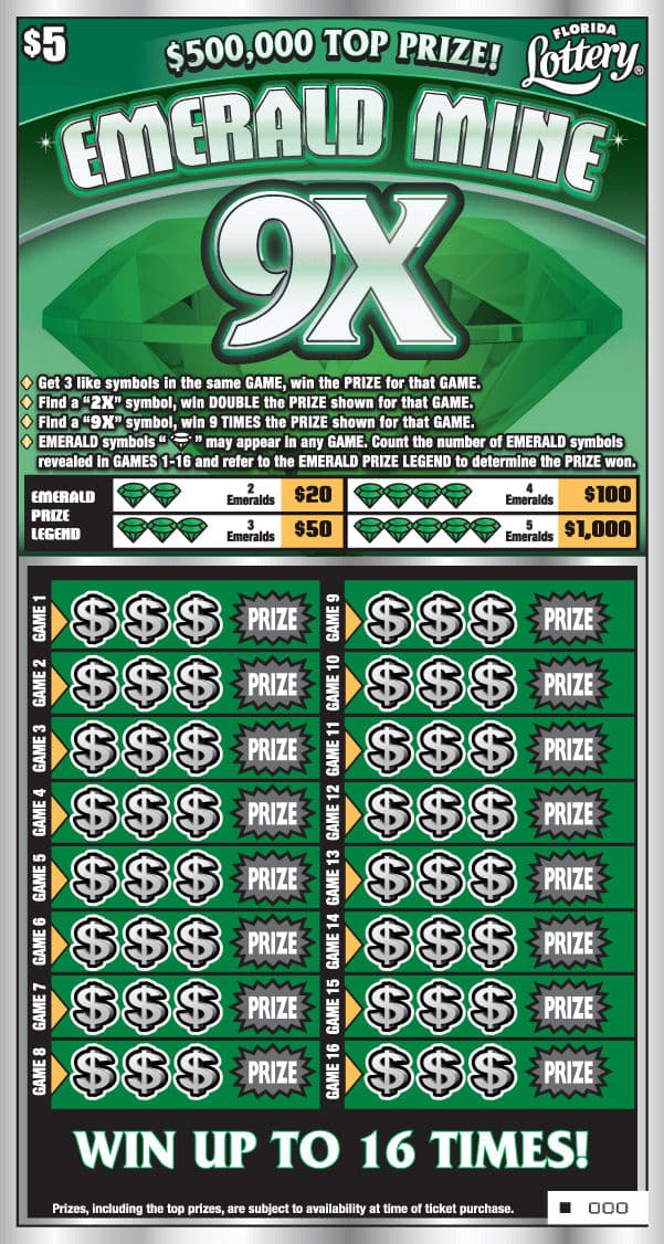 EMERALD MINE 9X scratch-off ticket