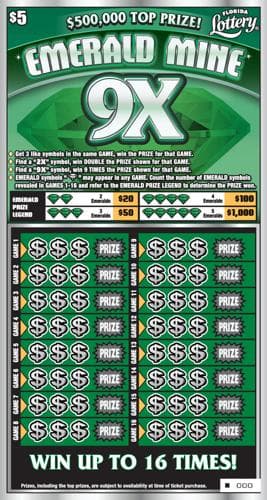 EMERALD MINE 9X scratch-off ticket