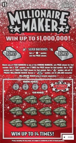 MILLIONAIRE MAKER scratch-off ticket