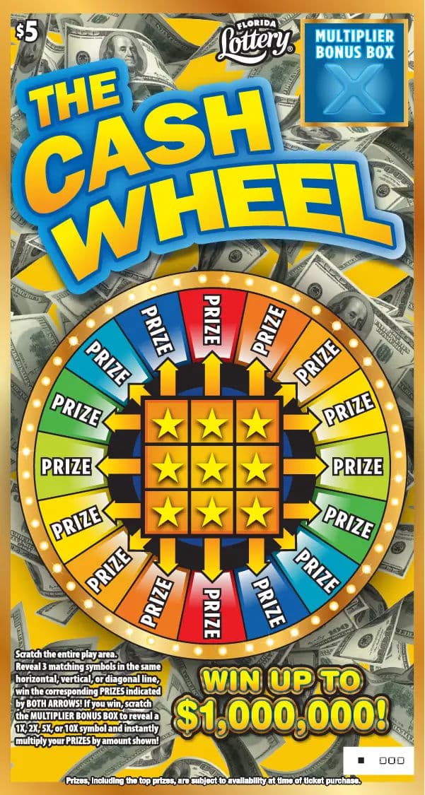 THE CASH WHEEL scratch-off ticket
