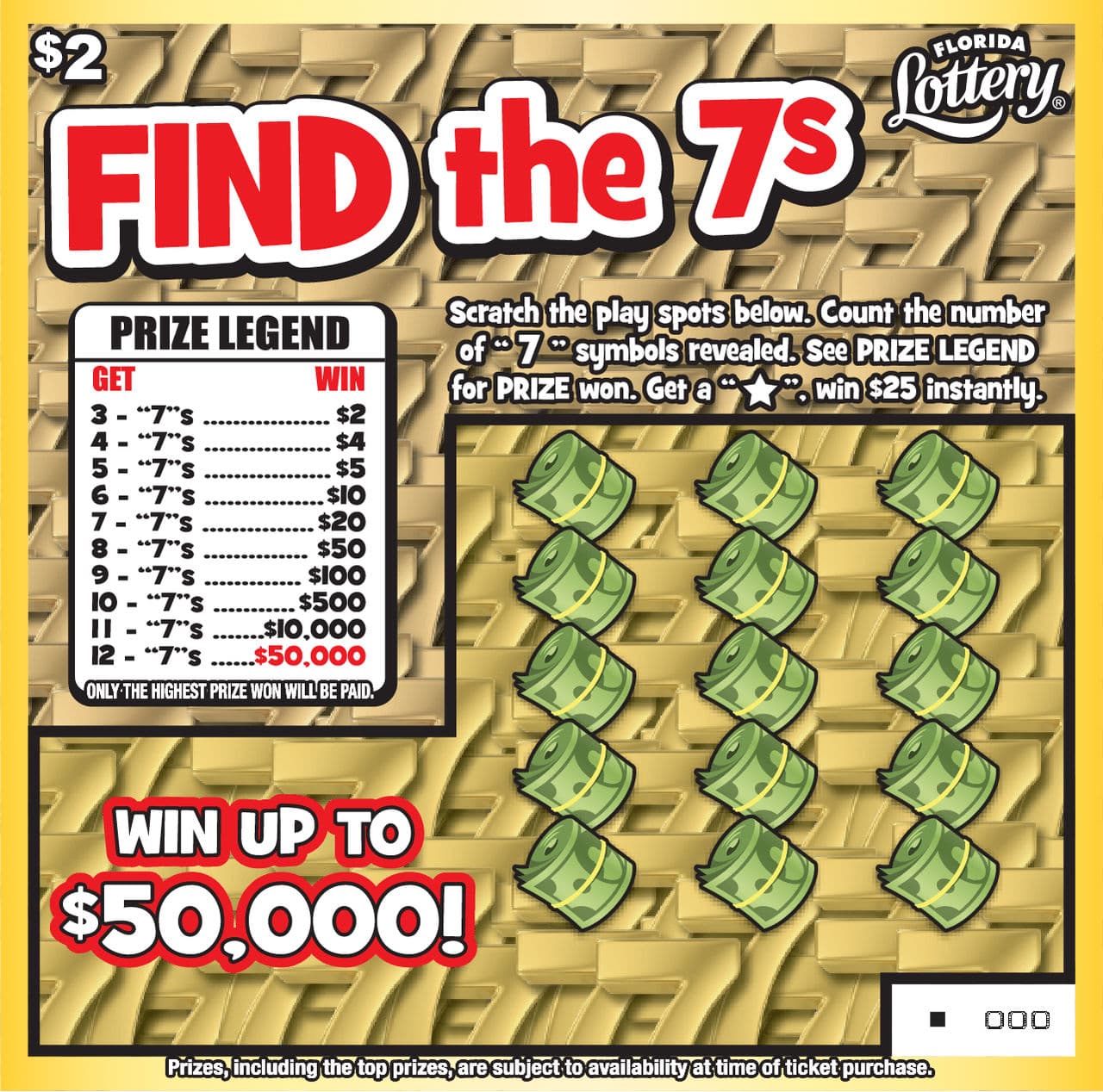 FIND THE 7S scratch-off ticket