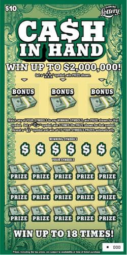 CA$H IN HAND scratch-off ticket