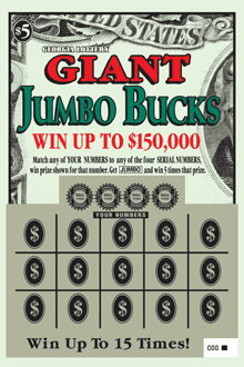 GIANT JUMBO BUCKS scratch-off ticket