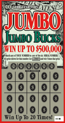 JUMBO JUMBO BUCKS scratch-off ticket