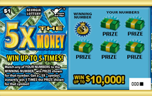 5X THE MONEY scratch-off ticket