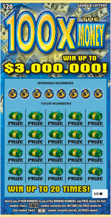 100X THE MONEY scratch-off ticket
