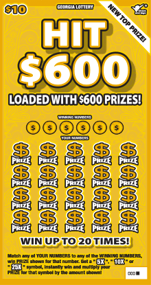 HIT $600 scratch-off ticket