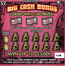 BIG CA$H BONU$ scratch-off ticket